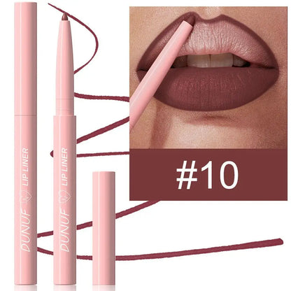 Matte Lip liner Pen 12Color Waterproof Fine Lipstick Slim Lip Outline Contour Makeup