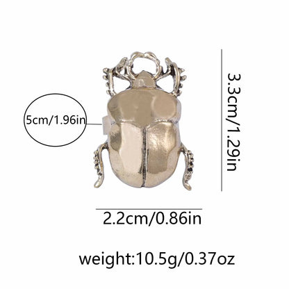 Retro Insect Opening Animal Beetle Cicada Punk Adjustable Ring
