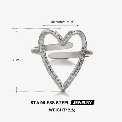 Gold Stainless Steel Heart Metal Hollow Waterproof Rings