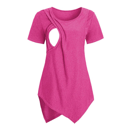 Maternity Pregnant Breastfeeding T-shirt Short Sleeve