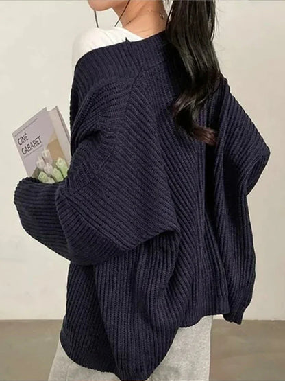 Korean Loose Pullover Knitwear Autumn Winter Cardigan Sweater