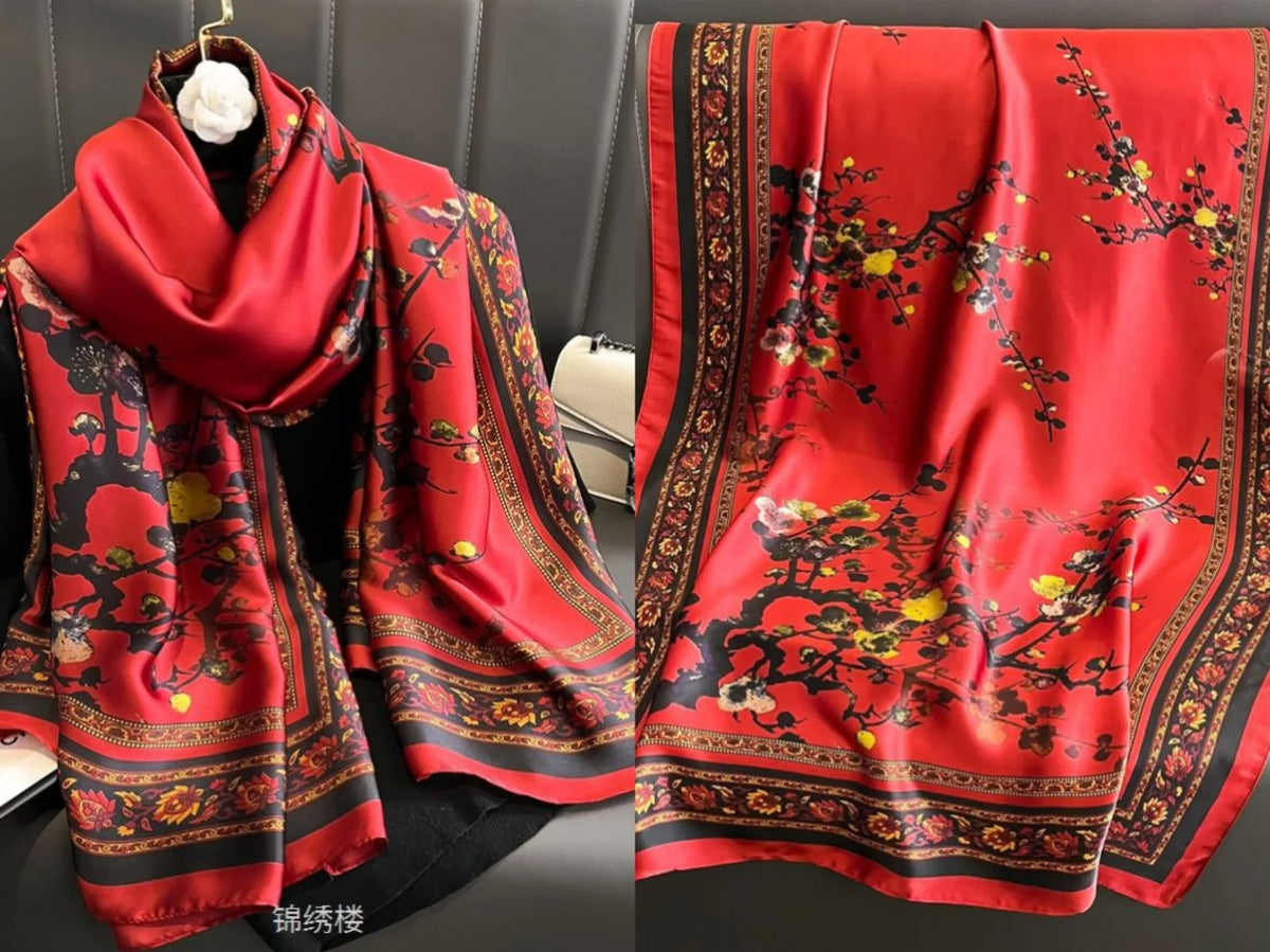 180*90cm Luxury Classic Sun Protection Silk Scarves Silk Shawl
