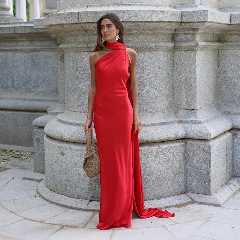 Off Shoulder Sleeveless Backless Slim Maxi Dresses