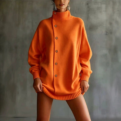 Autumn Winter Turtleneck Knit Cardigan Loose Sweater