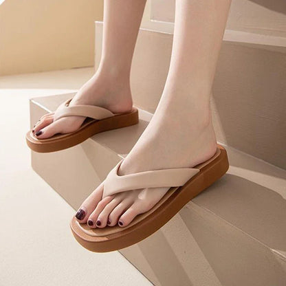 Mixed Platform Flip Flops Thick Bottom Slippers