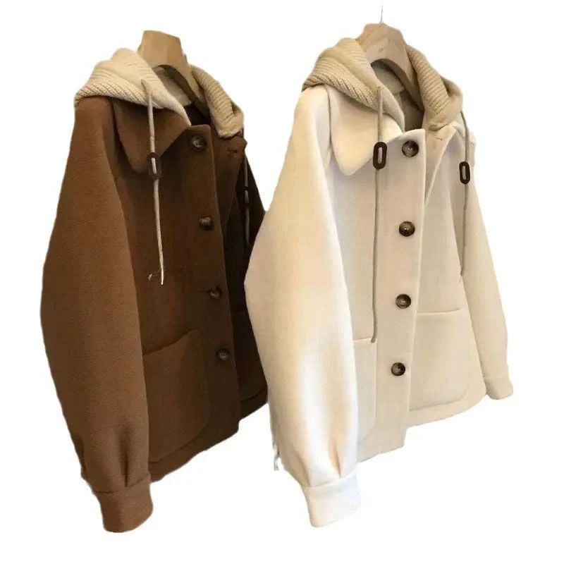 Plus Size Elegant Thickened Woollen Coat