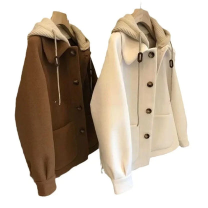 Plus Size Elegant Thickened Woollen Coat