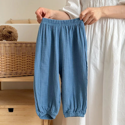 9m-6y Kids Clothing Summer Thin Solid Color Pants