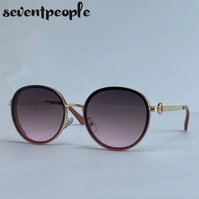 Oversized Round Luxury Vintage Metal Frame Sunglasses
