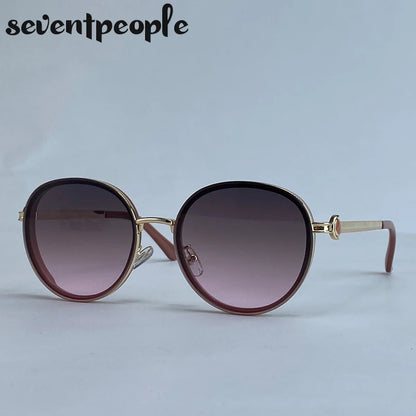 Oversized Round Luxury Vintage Metal Frame Sunglasses