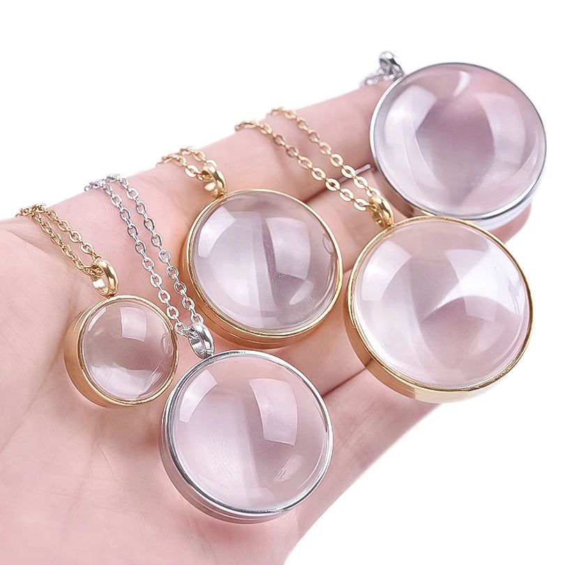 1Pc 10-45mm Round Memory Coin Bezel Locket Pendant Necklaces