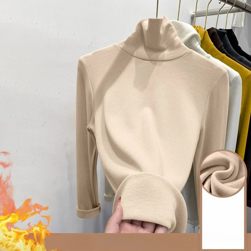 High Collar Underlay Top Autumn/Winter Overlay Thick Warm Long Sleeve T-shirt
