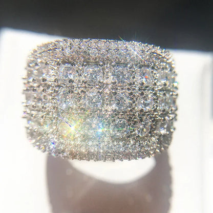 Pure 925 Sterling Silver Sparkling Wide Rings