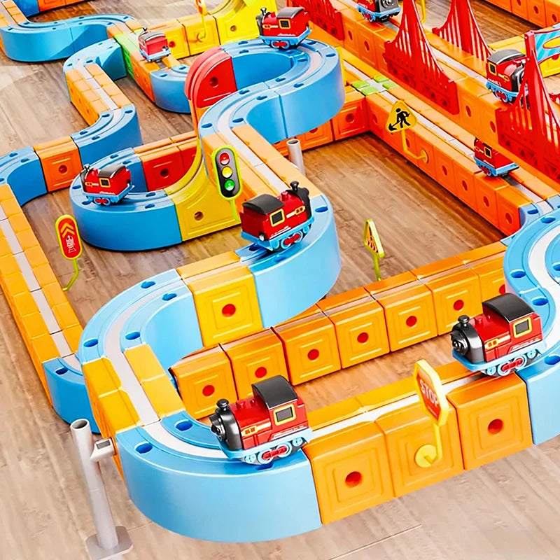 Magnetic Track Electric Train Anti-gravity Kids Magic Cube Car Railway Toy