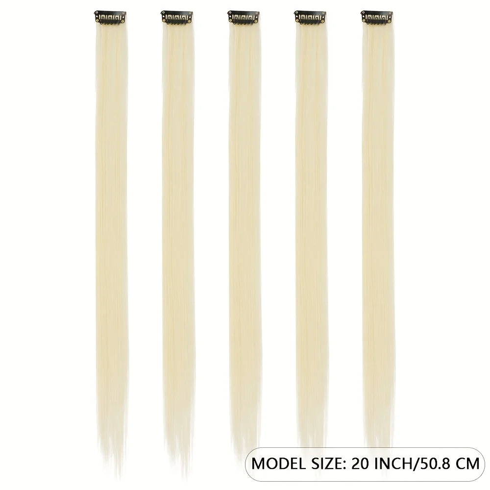 5pcs/Set Long Straight Synthetic Clip-In Hair Extensions