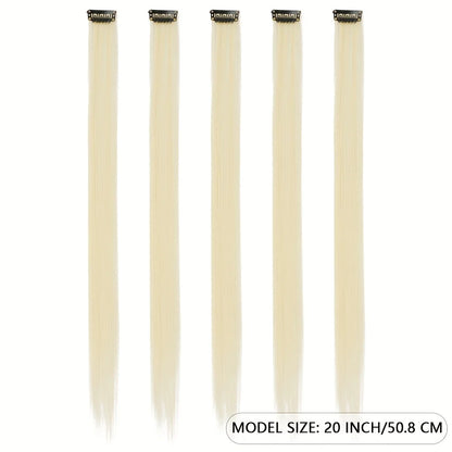 5pcs/Set Long Straight Synthetic Clip-In Hair Extensions