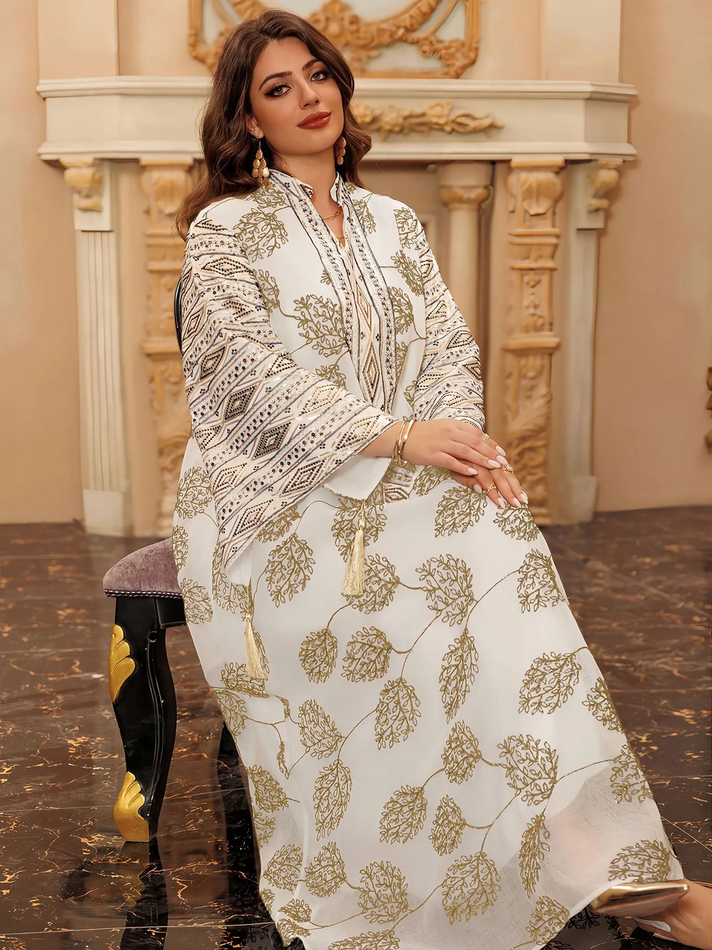 Red Islamic with Gold Detailing Ideal Abayas