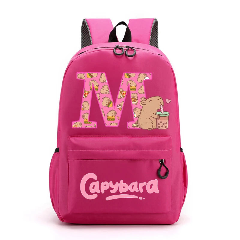 Capibara Kids Backpack New Anime Capybara Letter A-Z School Bags