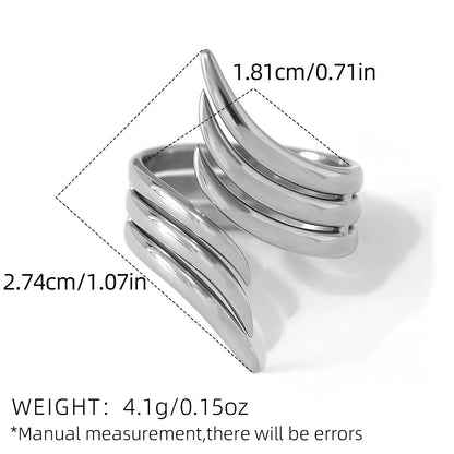 Minimalist 18K Gold Plated Line Stainless Steel Thin Waterproof Rings