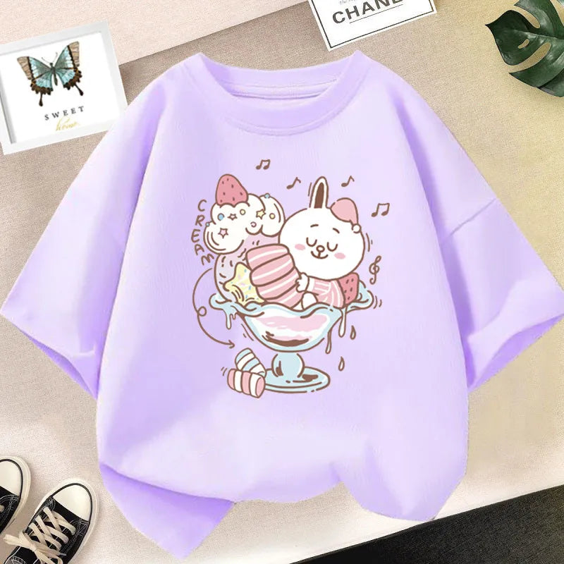 Cute Strawberry Milk Shake Cartoon T-shirt