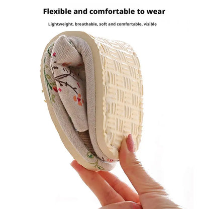 Flax Linen Lightweight Flat Breathable Slipper