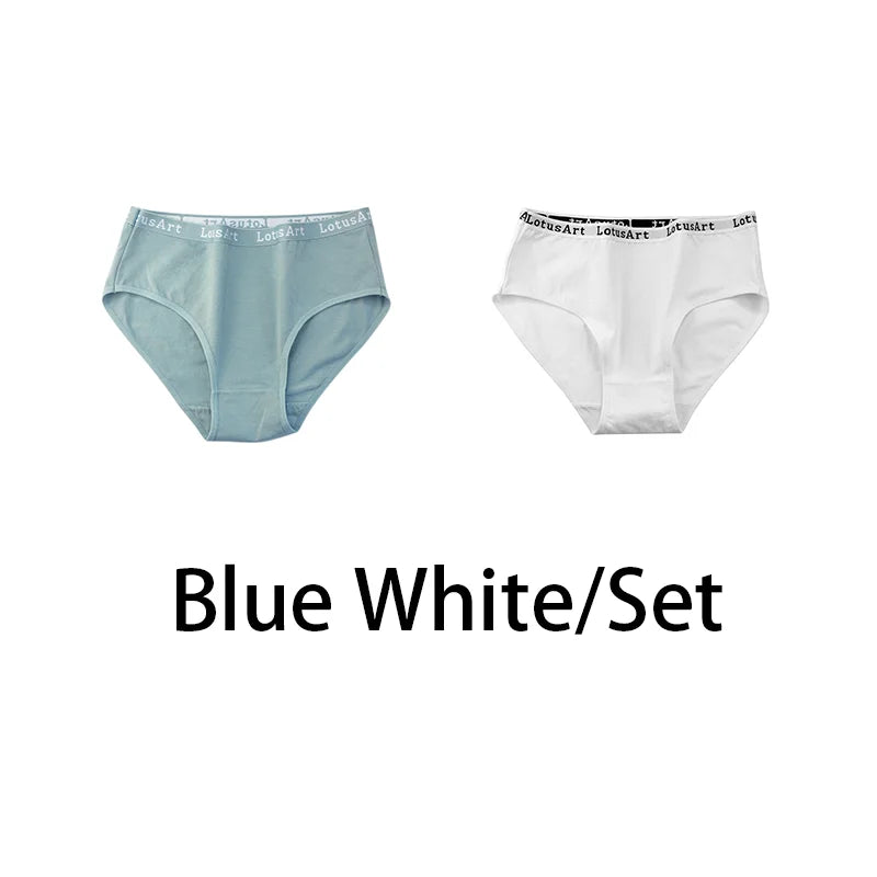 2PCS/Set Cotton Solid Panties Sexy Plus Size Lingerie