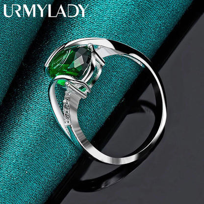 925 Sterling Silver Water Drop Turquoise Ring