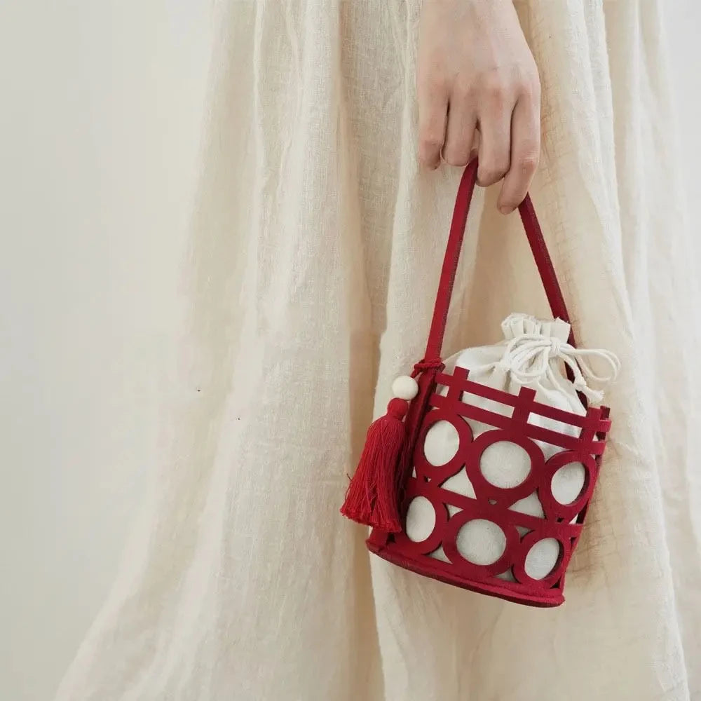 Candy Bags Red Chinese Style Felt Handbag