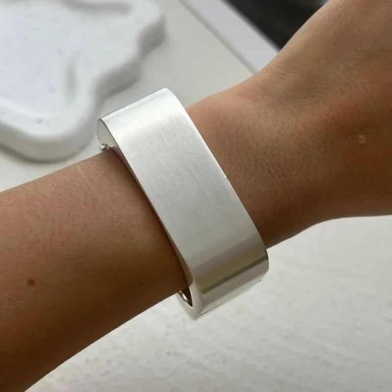 Punk Irregular Frosted Matte Metal Cuff Chunky Bangle Bracelets