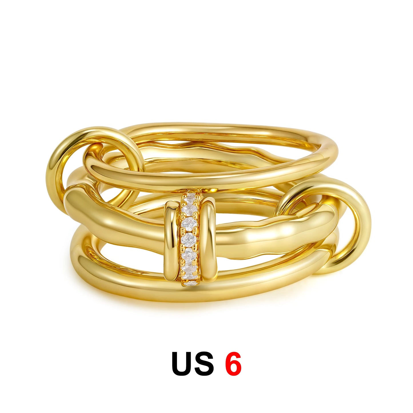 DANA Zirconia Gold Plated Rings Set