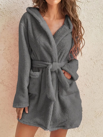 hooded robe with belt