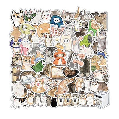77PCS Cartoon Cat Stickers Exquisite Animal Waterproof Stickers