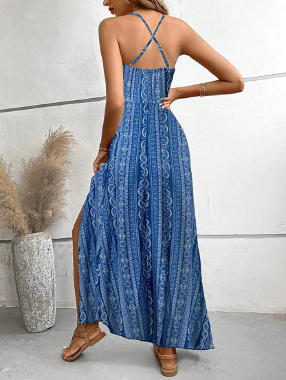 Backless Split Thigh Boho Dress