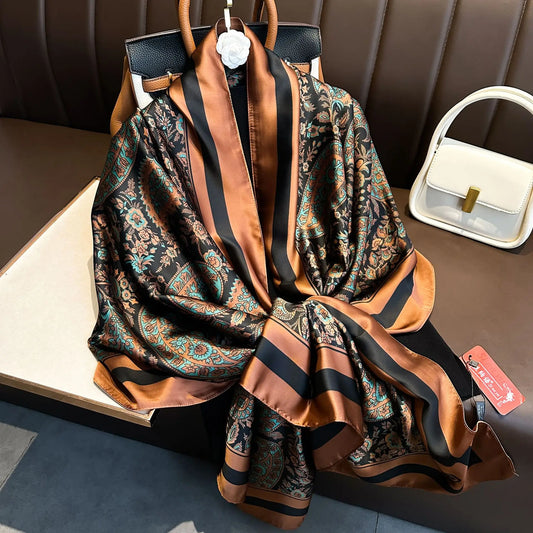 Luxury Silk 180X90CM Long Scarf Popular Silk Headscarf  Shawl