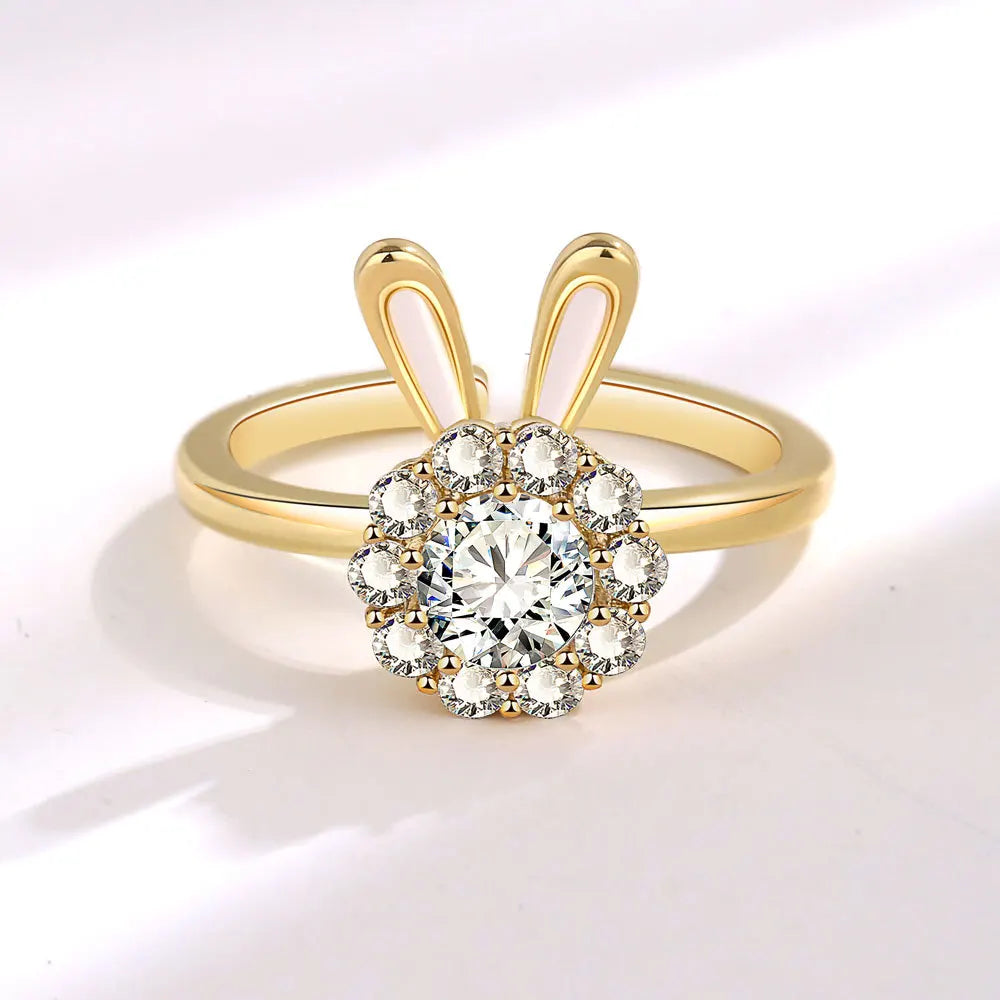DANA 925 Silver Sunflower Diamond Zircon Ring