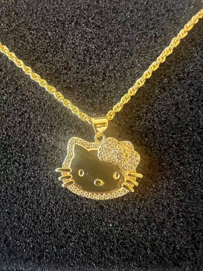 18K Gold Rope Chain Heart Pendant Necklace