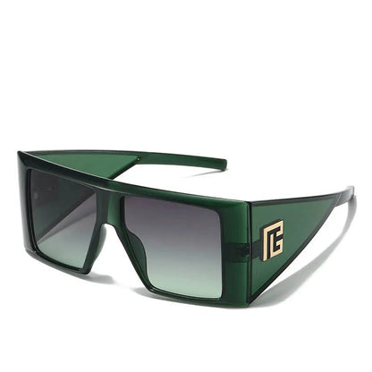 Unique Shield Shaped Square Oversized Sunglasses