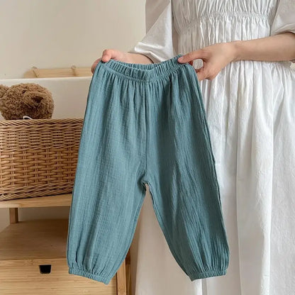 9m-6y Kids Clothing Summer Thin Solid Color Pants