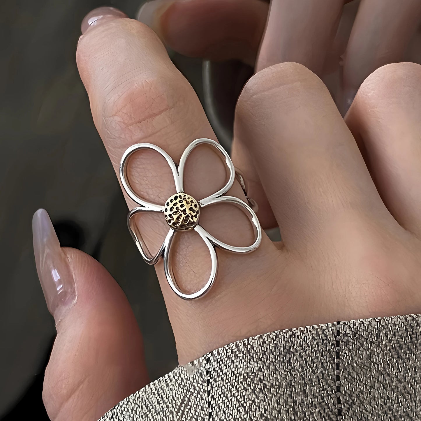 925 Sterling Silver Geometry Crystal Ring