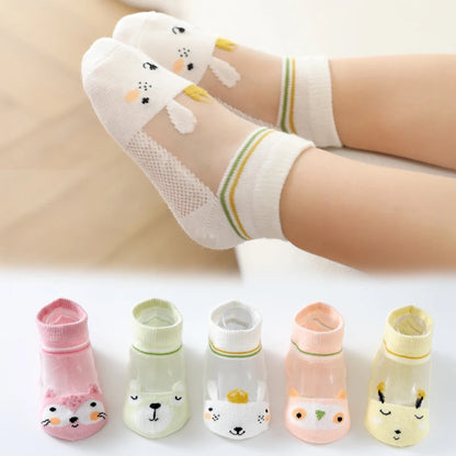 5 Pairs Cotton Cute Cartoon Thin Baby Short Socks