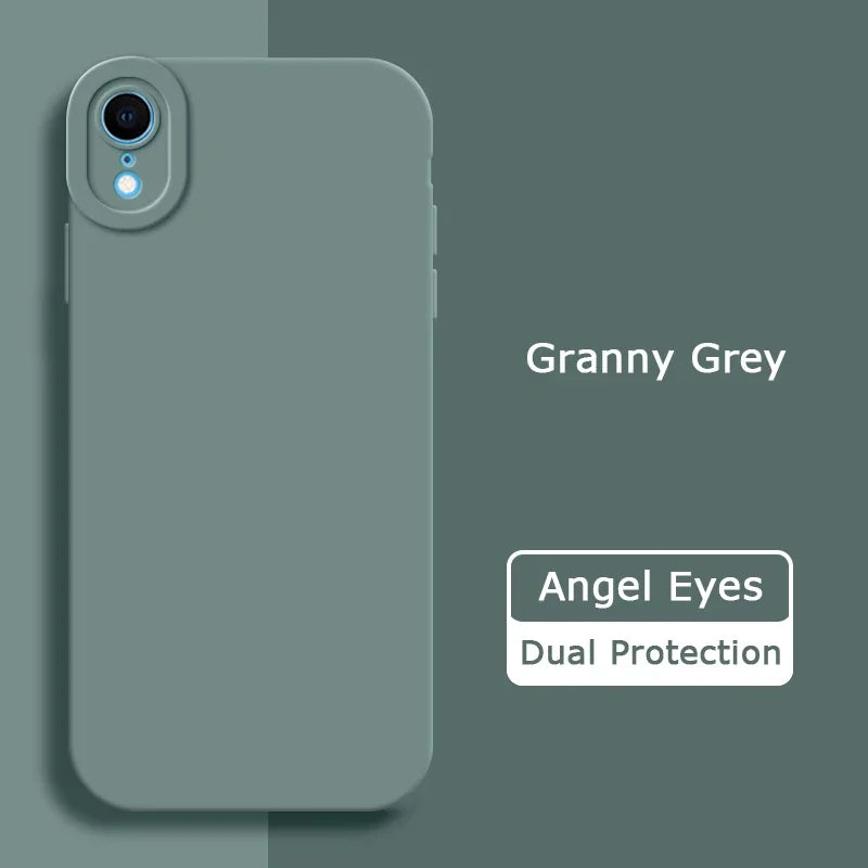 Angel Eyes Liquid Silicone Phone Case for iPhone X XR XS Max Full Protective Soft Waterproof Mobile Cover