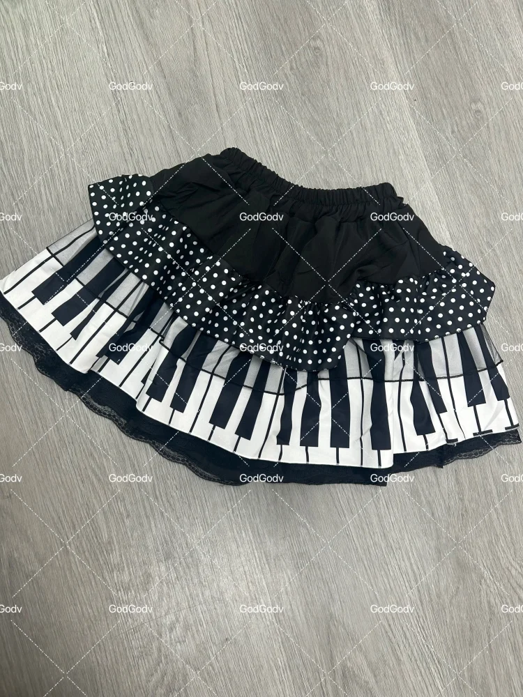 Falda de piano estilo coreano chic
