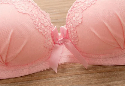 Girl Sweet Wireless Bra Lace Bows Underwear Sets