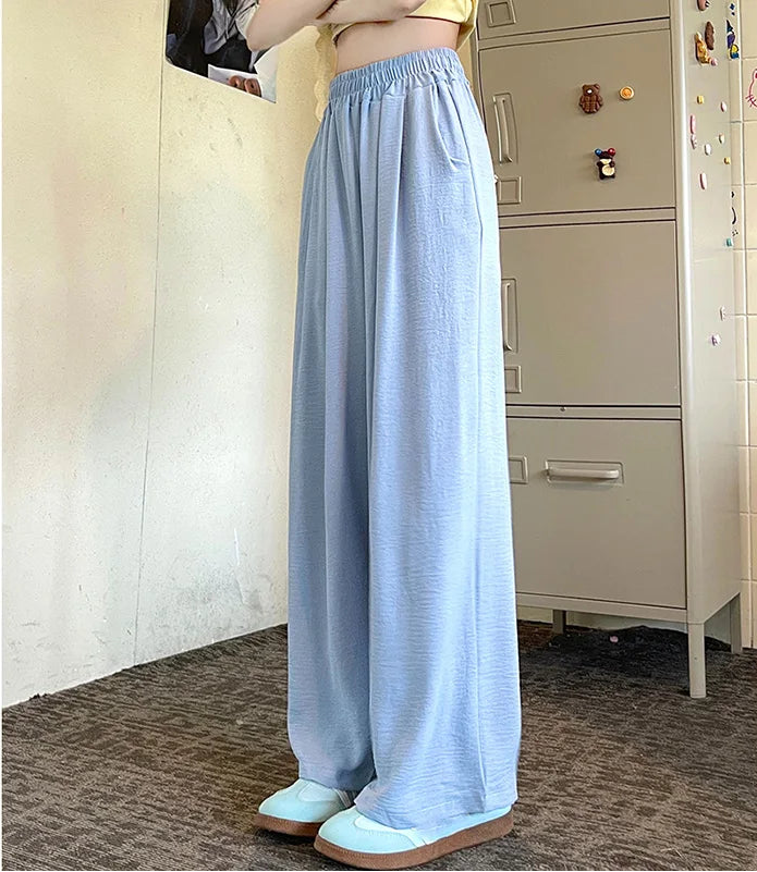 Colorful Ice Silk Baggy Straight Leg Pants