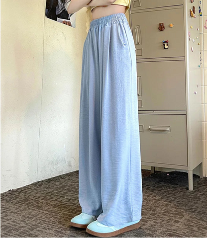 Colorful Ice Silk Baggy Straight Leg Pants