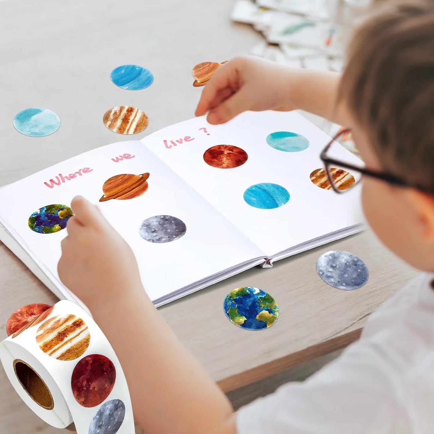 100-500pcs Reward Stickers Space Planet Label Diaries Sticker