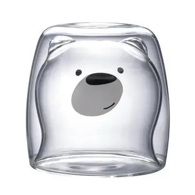 Cute Bear Double-layer Coffee Mug Double Glass Cup with Handle Mug