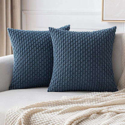 Burnt Orange Striped Cushion Covers Corduroy Pillowcases