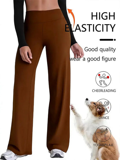 Straight Leg Mid Waist Yoga Running Sport Pants
