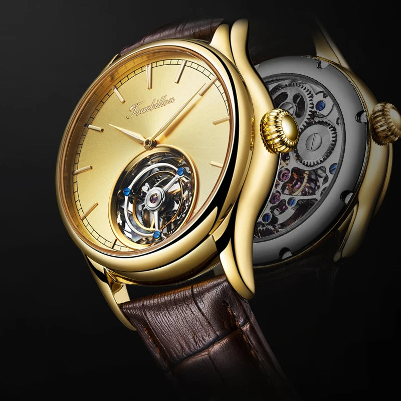 Real Tourbillon Mechanical Automatic Mechanical Sapphire Glass Stainless Steel Wristwatch